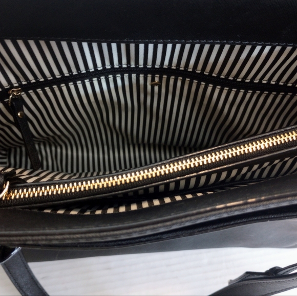 SOLD Kate Spade black leather 3 compartment tote purse shoulder bag - Picture 13 of 16